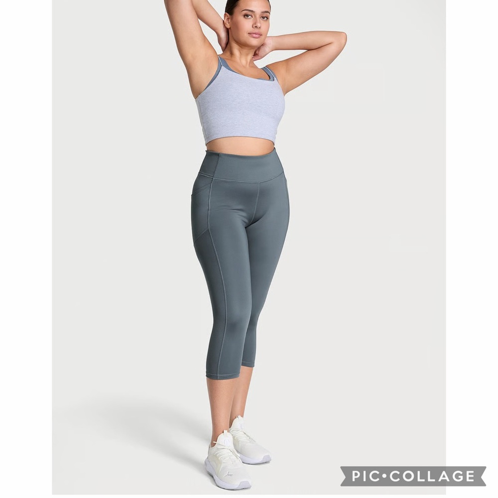 Victoria's Secret VSX Essential High-Rise Pocket Leggings: Capri Length: Steel